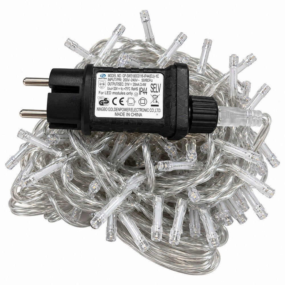 Luci di Natale 300 Led Bianco Caldo Cavo Trasparente - immagine 4
