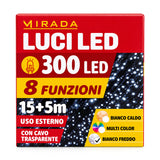 Luci di Natale 300 Led Bianco Freddo Cavo Trasparente - immagine 3