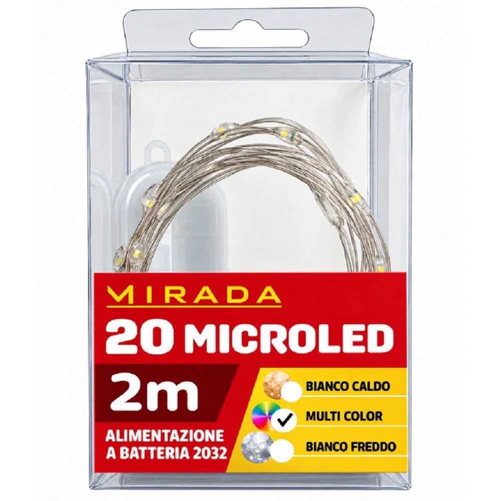 Luci 20 Microled Multicolor a Batteria 2 mt