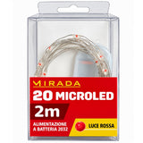 Luci 20 Microled Rosso a Batteria 2 mt