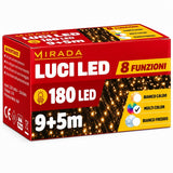 Luci di Natale 180 Led Multicolor Cavo Verde