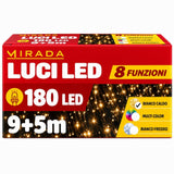 Luci di Natale 180 Led Bianco Caldo Cavo Verde - immagine 3