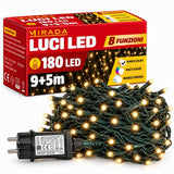 Luci di Natale 180 Led Bianco Caldo Cavo Verde - immagine 2