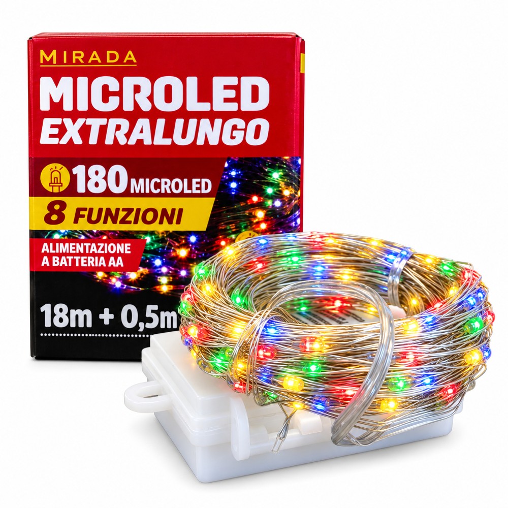 Luci 180 Microled Multicolor a Batteria 18 mt - immagine 2