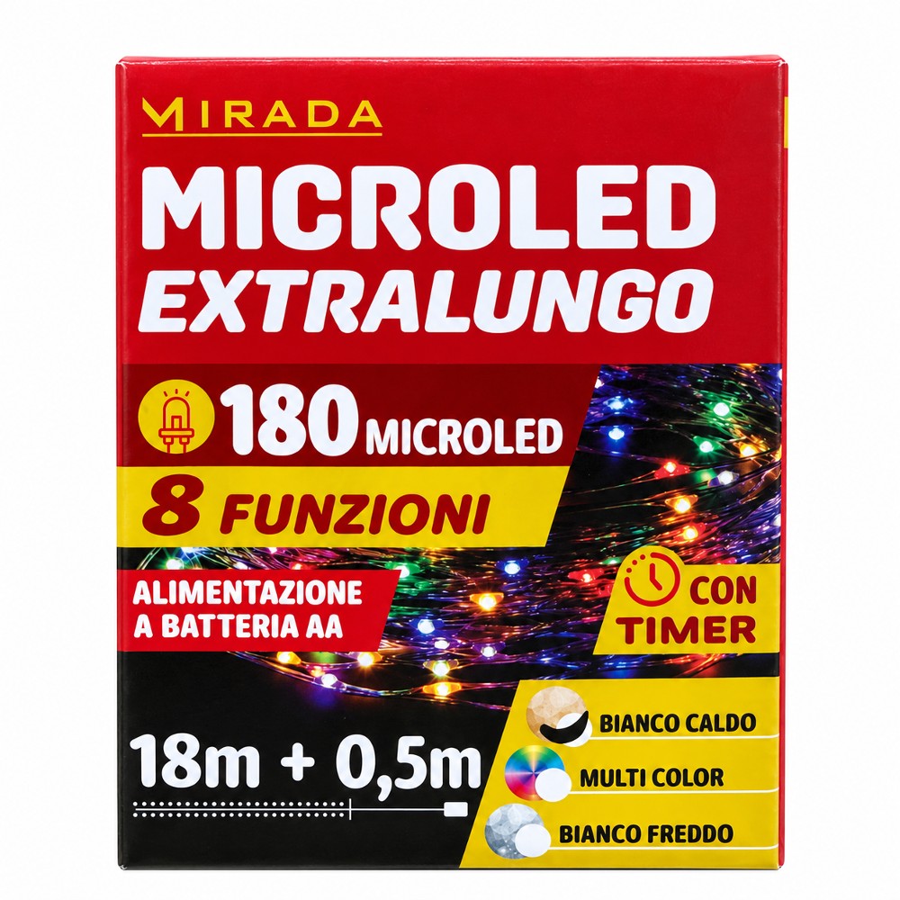 Luci 180 Microled Bianco Caldo a Batteria 18 mt