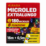 Luci 180 Microled Bianco Freddo a Batteria 18 mt