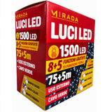 Luci di Natale 1500 Led Bianco Freddo Cavo Verde