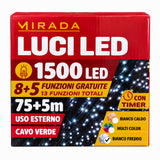 Luci di Natale 1500 Led Bianco Freddo Cavo Verde - immagine 3