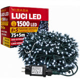 Luci di Natale 1500 Led Bianco Freddo Cavo Verde - immagine 2