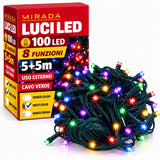 Luci di Natale 100 Led Multicolor Cavo Verde - immagine 2