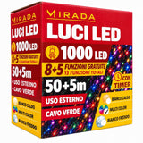 Luci di Natale 1000 Led Multicolor Cavo Verde