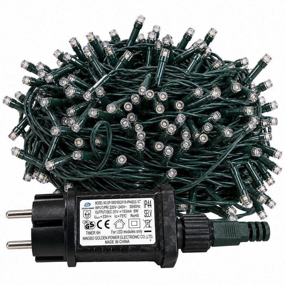 Luci di Natale 1000 Led Bianco Caldo Cavo Verde - immagine 4