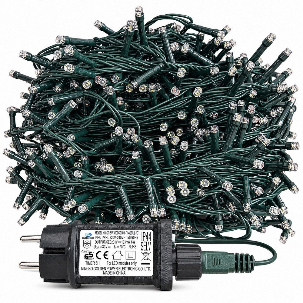 Luci di Natale 1000 Led bianco caldo/freddo cavo verde - immagine 4