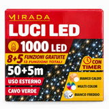 Luci di Natale 1000 Led Bianco Freddo Cavo Verde - immagine 3