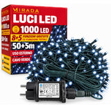 Luci di Natale 1000 Led Bianco Freddo Cavo Verde - immagine 2