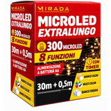 Luci di Natale 300 Microled a Batteria Multicolor 30X0,5 mt
