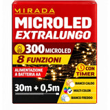 Luci di Natale 300 Microled a Batteria Multicolor 30X0,5 mt - immagine 3