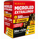 Luci di Natale 300 Microled a Batteria Bianco Caldo 30X0,5 mt