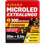 Luci di Natale 300 Microled a Batteria Bianco Caldo 30X0,5 mt - immagine 3