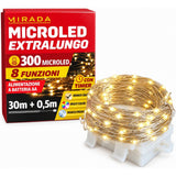 Luci di Natale 300 Microled a Batteria Bianco Caldo 30X0,5 mt - immagine 2