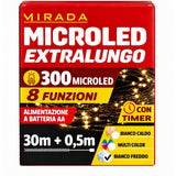Luci di Natale 300 Microled a Batteria Bianco Freddo 30X0,5 mt - immagine 3