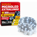 Luci di Natale 300 Microled a Batteria Bianco Freddo 30X0,5 mt - immagine 2