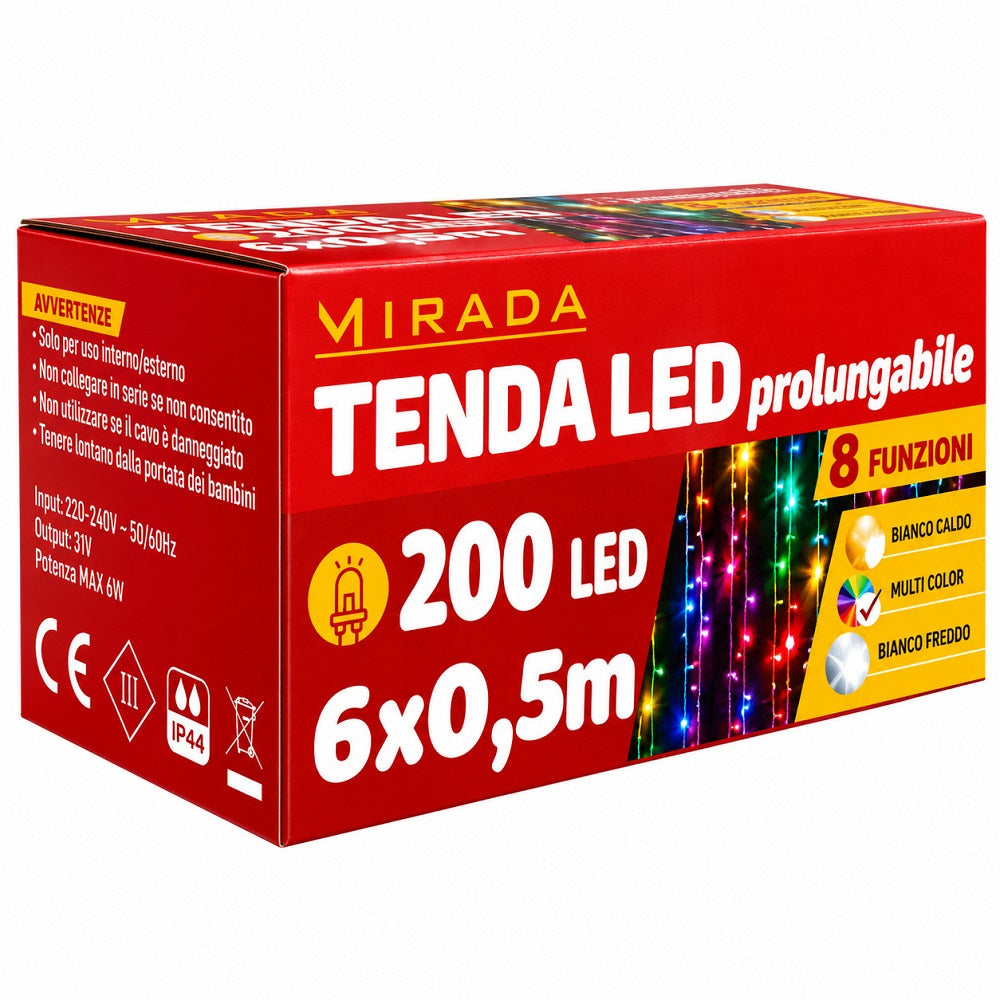 Tenda 200 Led Prolungabile Multicolor