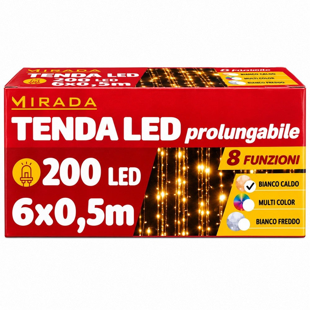 Tenda 200 Led Prolungabile Bianco Caldo - immagine 3