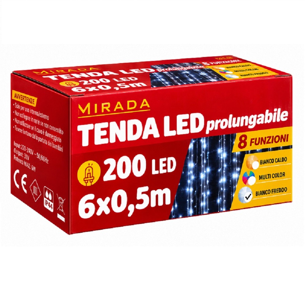 Tenda 200 Led Prolungabile Bianco Freddo