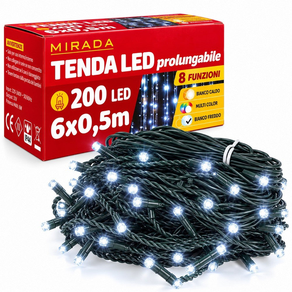 Tenda 200 Led Prolungabile Bianco Freddo - immagine 2