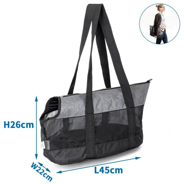 Borsa trasportino in rete nera Nobleza 45x22x26 cm