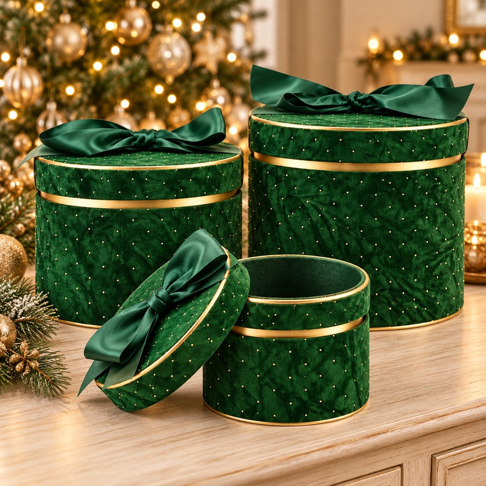 SCatola Natalizia Verde SET 3PZ D.16/20/25CM - immagine 2