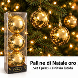 Pallina di natale Oro 12 cm set 3 pz lucide