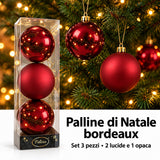 Pallina di natale Burgundy 10 cm set 3 pz lucide/opache