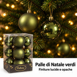 Pallina di natale verde 6 cm set 12 pz lucide/opache
