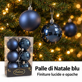 Pallina di natale blu 6 cm set 12 pz lucide/opache