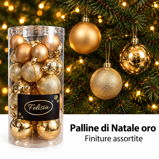 Pallina di natale Oro 4/5/6 cm set 30 pz assortite