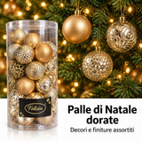 Pallina di natale oro 6 cm set 36 pz decori assortiti