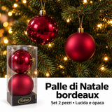 Palla di Natale Burgundy 12 cm Set 2 pz Lucide/Opache