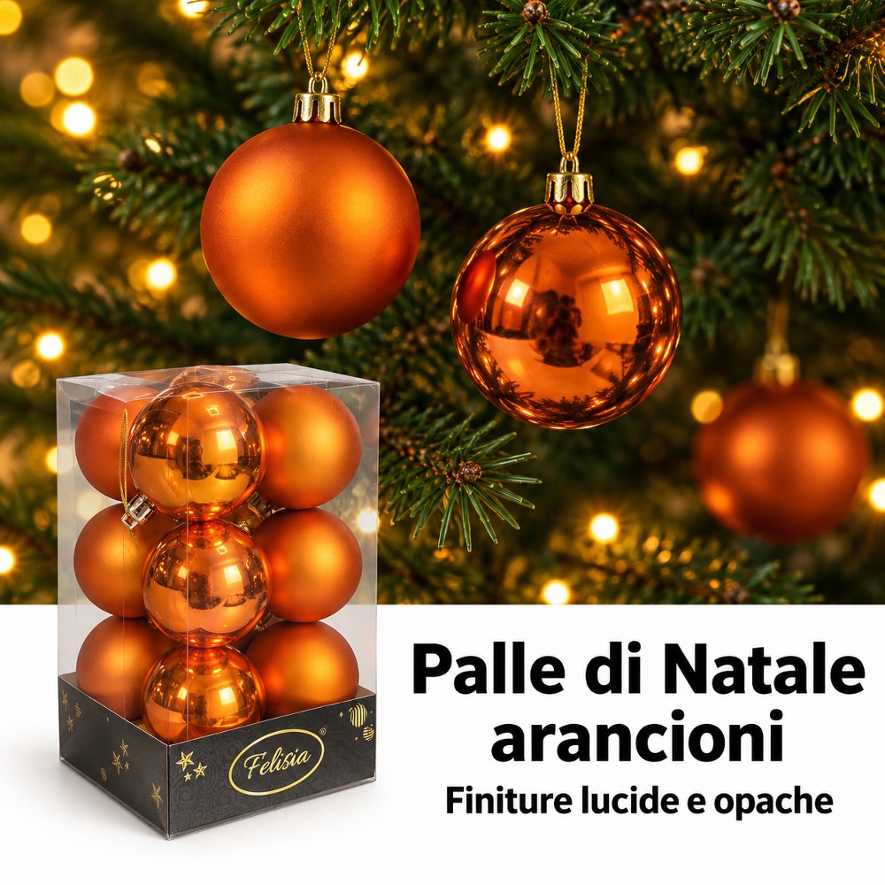 Pallina di Natale Copper 6 cm Set 12 pz opache/lucide