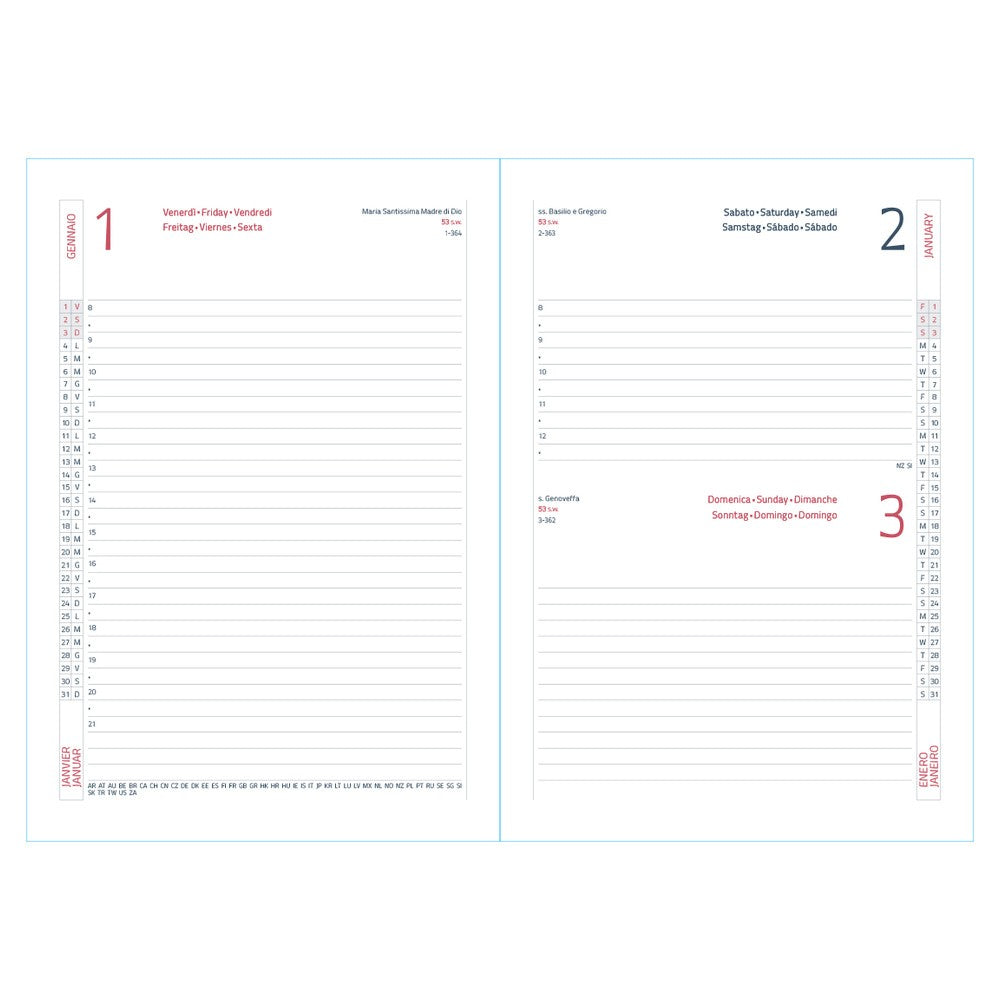Agenda Giornaliera 2027 15x21 cm Bordeaux - immagine 3