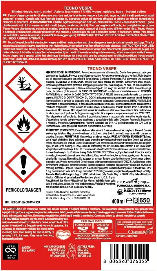 Insetticida Vespe Spray 400 Ml  Vape