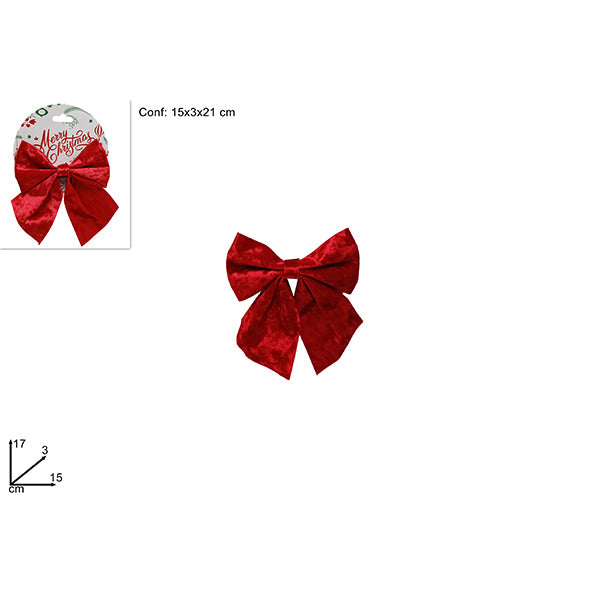immagine-1-due-esse-christmas-fiocco-cm-17-velluto-rosso-sd15-220-ean-8053482203645