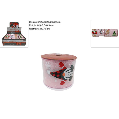 immagine-1-due-esse-christmas-nastro-tessuto-6.3cmx270cm-rosa-cd-ean-8053482188287