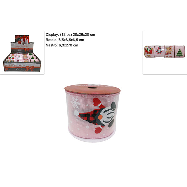 immagine-1-due-esse-christmas-nastro-tessuto-6.3cmx270cm-rosa-cd-ean-8053482188287