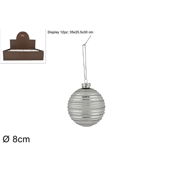 immagine-1-due-esse-christmas-palla-vetro-8cm-rigatagli.silver-ean-8053482167435