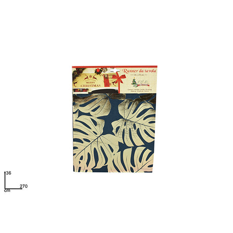 immagine-1-due-esse-christmas-runner-36x270cm-velluto-blu-foglie-ean-8053482071138