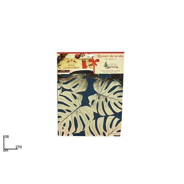 immagine-1-due-esse-christmas-runner-36x270cm-velluto-blu-foglie-ean-8053482071138