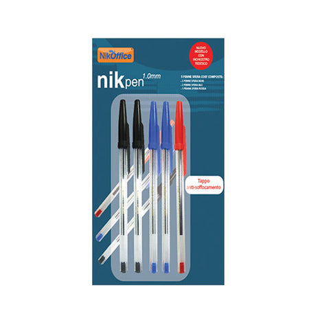 immagine-1-nikoffice-penne-a-sfera-nikoffice-5-pezzi-blister-ean-8033593042531