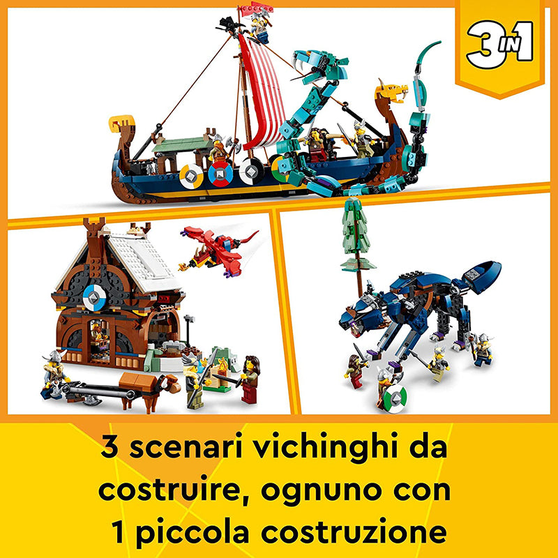 immagine-2-lego-lego-creator-31132-nave-vichinga-jormungand-3-in-1-ean-5702017153230